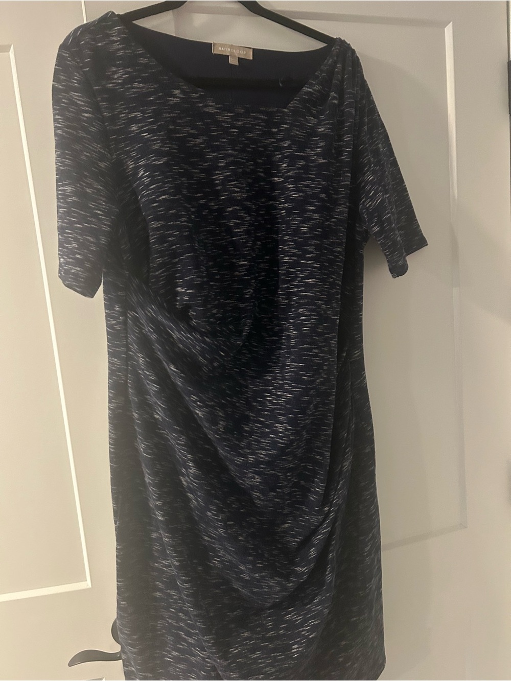 Anthology Navy and White Space-Dye Knit Dress